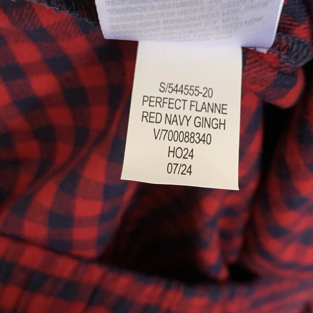 NEW Gap Body Womens Cotton Flannel Pajama Pants Red Blue Check Loungewear Large